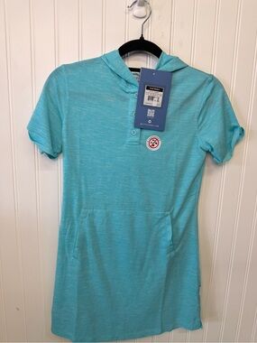 White Sierra Girls' Aqua Short-Sleeve Hoodie Dress